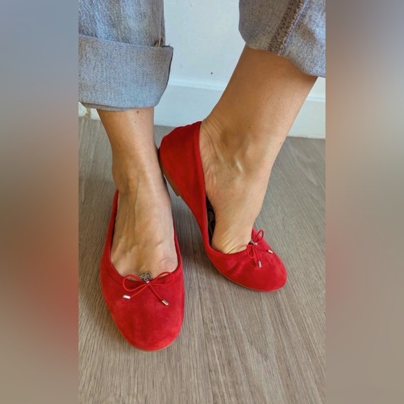 Sam Edelman Felicia Red Suede Ballet Flats Size 6 - Picture 1 of 9